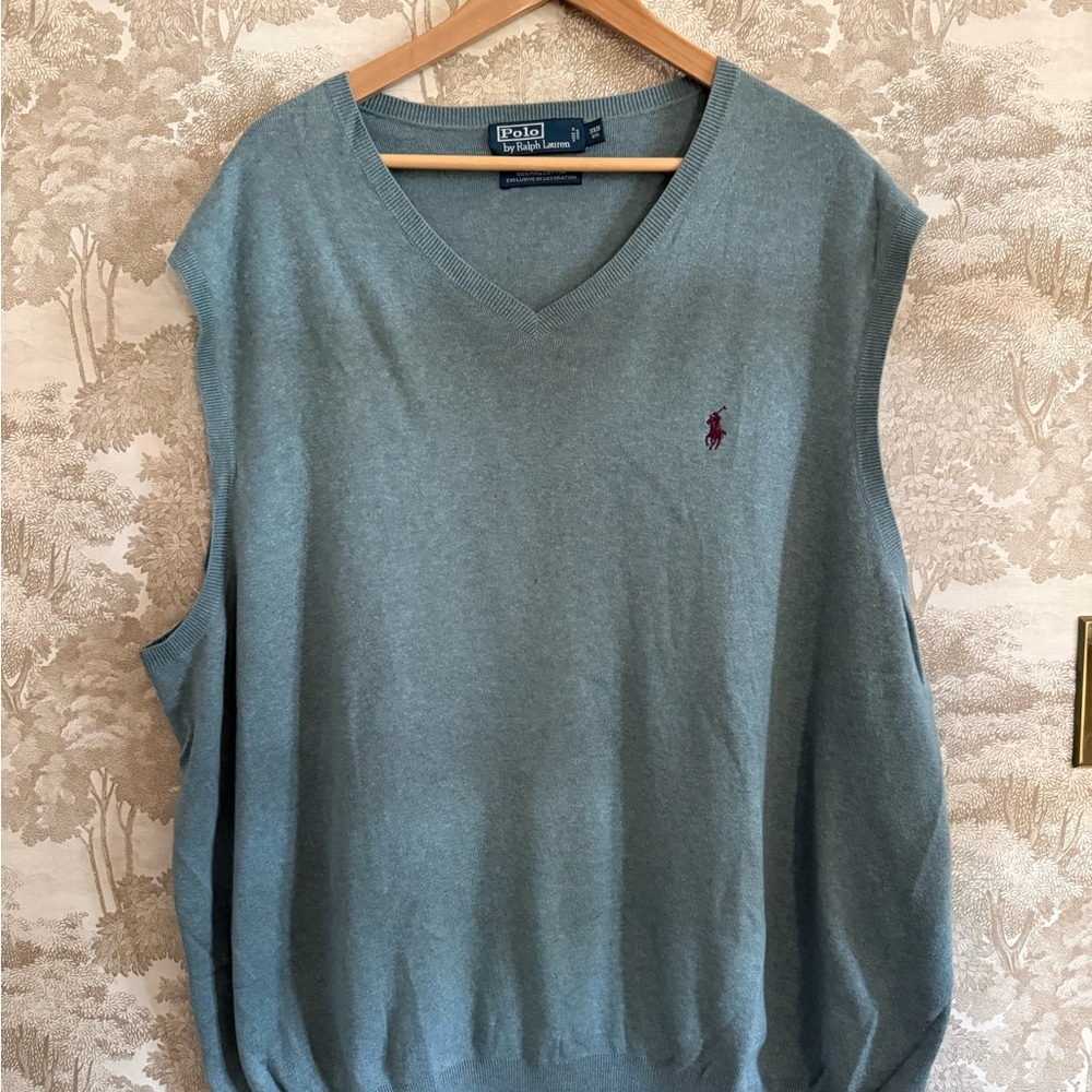 Ralph Lauren Men's Teal V-Neck Sweater Vest